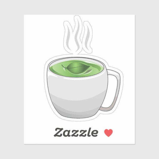 Tasse grüner Tee Aufkleber (Blatt)