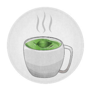 Tasse grüner Tee Schneidebrett