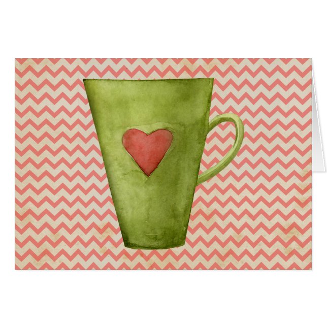 Tasse-Grußkarte mit Wasserfarbe (Vorderseite (Horizontal))