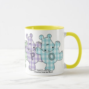 Tasse Guingan heureux de pastel d'hippopotames