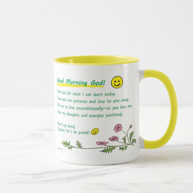 Tasse: "Guter Morgen-Gott!" wählen Sie Größe, Art, Tasse (Rechts)