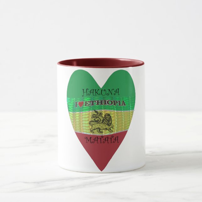 Tasse Hakuna Matata J'aime Ethiopie Drapeau National Cou (Centre)