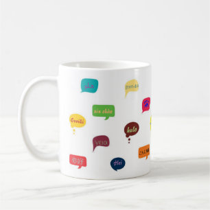 Tasse "hallo" in den verschiedenen Sprachen