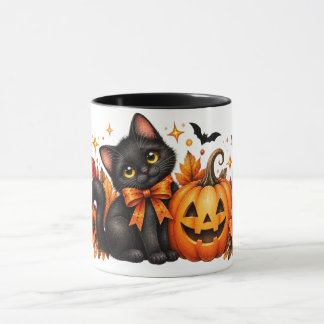 Tasse Halloween Chat Noir Aquarelle