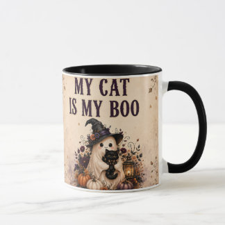 Tasse Halloween Chat Noir Fantôme Café