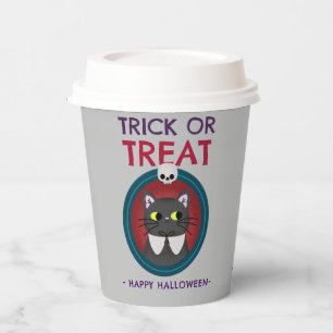Tasse Halloween-Party, Katze im Portrait Pappbecher