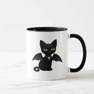 Tasse Halloween Vampire Chat noir avec ailes