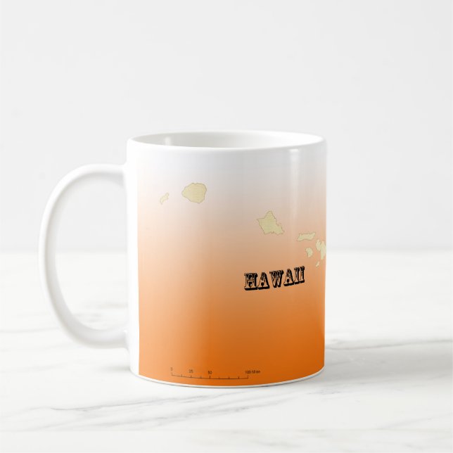 Tasse - Hawaii Staat Karte mit Stadt (Links)