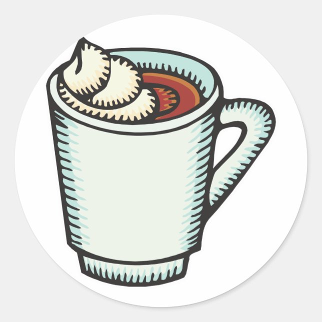 Tasse heißen Kakao mit Sahne Runder Aufkleber (Vorderseite)