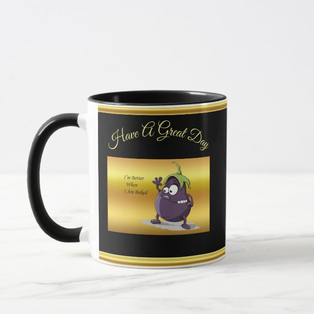 Tasse Herbe de dessin animé aux grands yeux vert cheveux (Gauche)