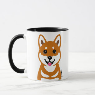 Tasse heureuse de bande dessinée de chien de Shiba