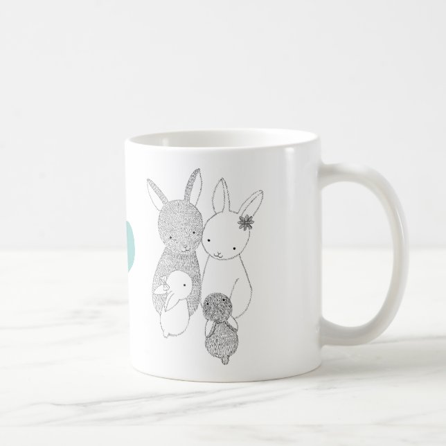 Tasse heureuse de mère d'amour de famille de lapin (Droite)
