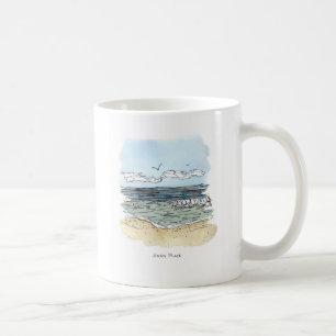 Tasse heureuse d'endroit de plage