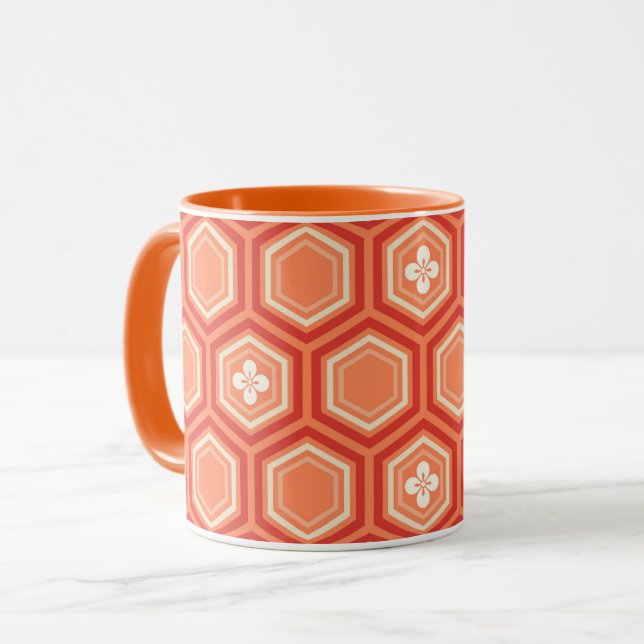 Tasse Hexagonal Kimono Print, Mandarin Orange (Devant gauche)