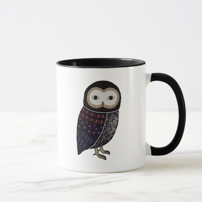 Tasse Hibou de noir d'illustration d'oiseau de faune de (Droite)