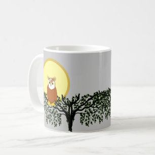 Tasse - Hibou sur branches d'arbre avec Lune