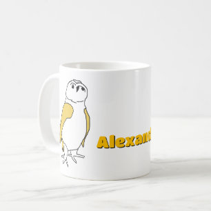 Tasse - Hiboux avec ailes jaunes et nom