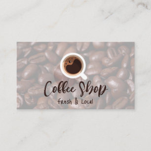 Tasse   Hintergrund der Kaffeebohnen Visitenkarte