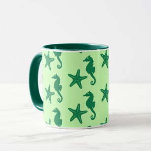 Tasse Hippocampe et poisson-étoiles - citron vert et éme