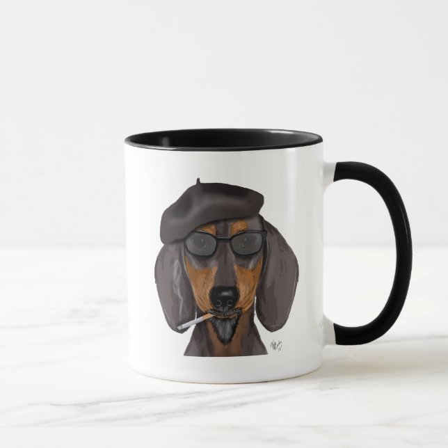 Tasse Hipster Dachshund Noir et Tan (Droite)