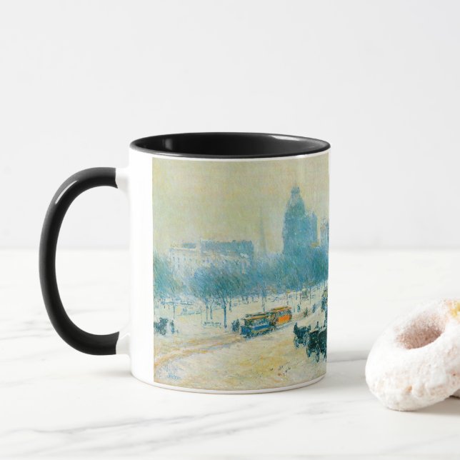 Tasse Hiver en Union Carré par Frederick Childe Hassam (Avec donut)
