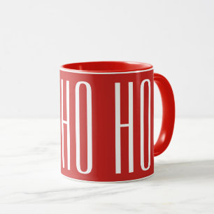 Tasse HO HO - blanc sur rouge