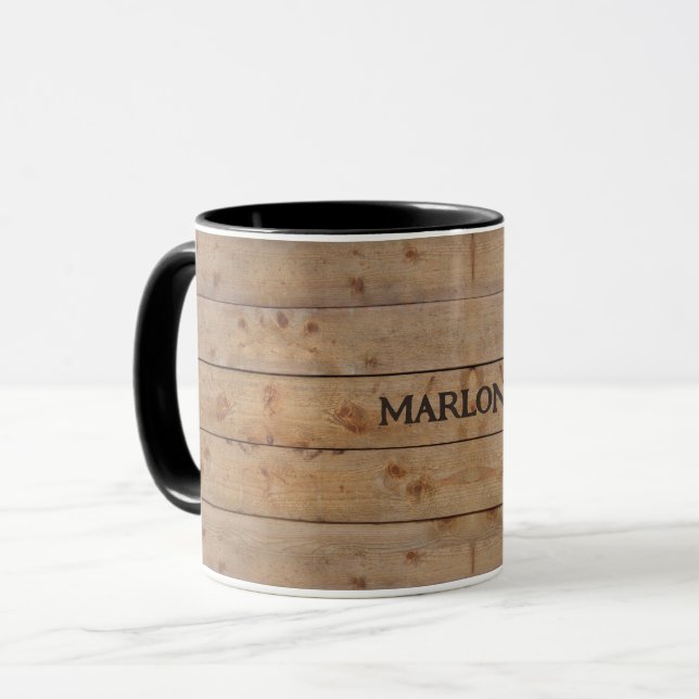 Tasse "Holz" ohne Ihren Namen oder anderen Text (Vorderseite Links)