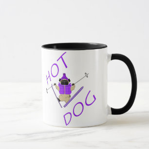 Tasse Hot Dog Funny Ski Carlin violet Veste et Skis