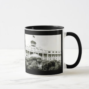 Tasse Hôtel grand, île de Mackinac, noire et blanche
