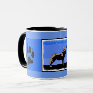 Tasse Howling Wolf en hiver - Art faunique original