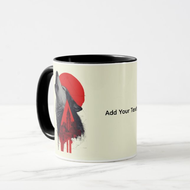 Tasse Howling Wolf Trash Polka Abstraite (Devant gauche)