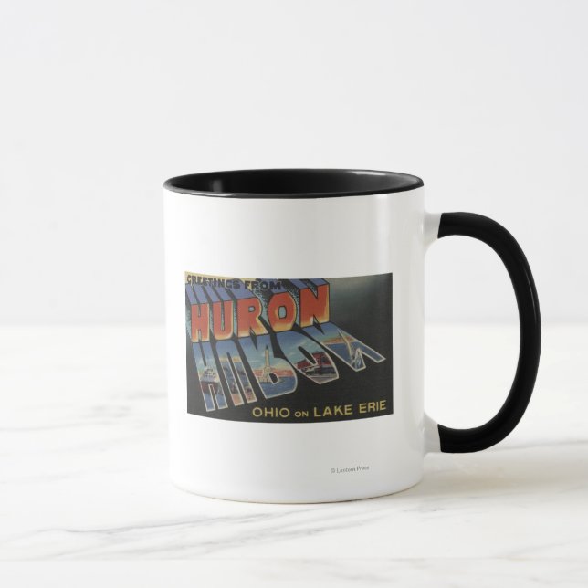 Tasse Huron, Ohio - Lac Érié - Scènes de grandes lettres (Droite)