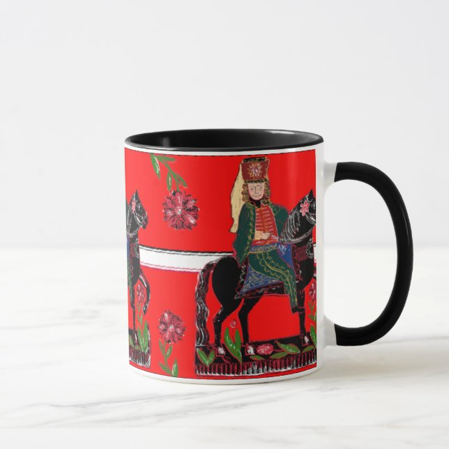 Tasse Hussard sur un cheval noir - art populaire (Droite)