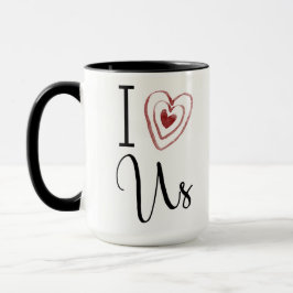 Tasse "I Love Us" avec Red Watercolor Heart, Typographie