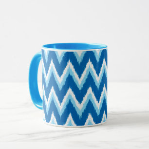 Tasse Ikat Chevron Stripes - Cobalt, Sky Blue et White