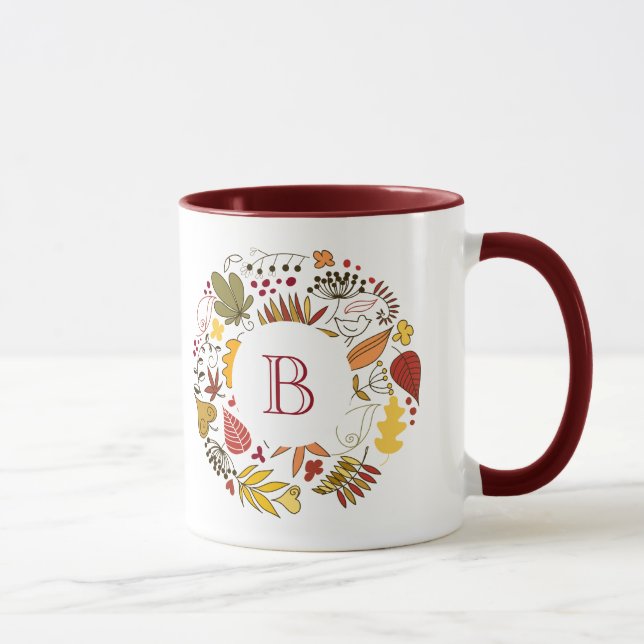 Tasse Illustration circulaire des feuilles de couleur au (Droite)