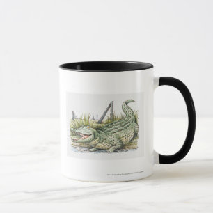 Tasse Illustration d'alligator sur le rivage