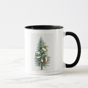 Tasse Illustration d'arbre conifére avec des cônes
