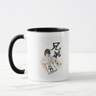 Tasse Illustration de fille écrivant le grand manuscrit