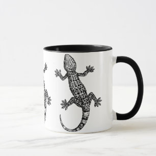 TASSE ILLUSTRATION DE GECKO LIZARD EN NOIR ET BLANC