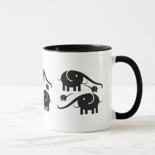 Tasse Illustration d'éléphant en cuir noir