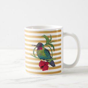 Tasse Illustration Oiseau Colibri Rayures Dorées