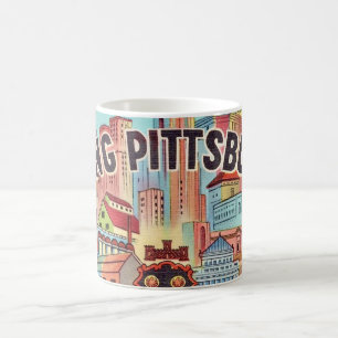 Tasse illustrée de carte postale de Pittsburgh