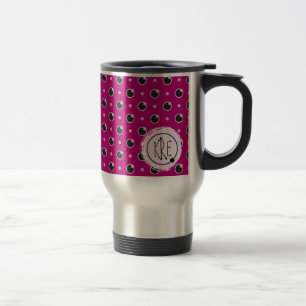 Tasse impertinente de voyage de monogramme de pois