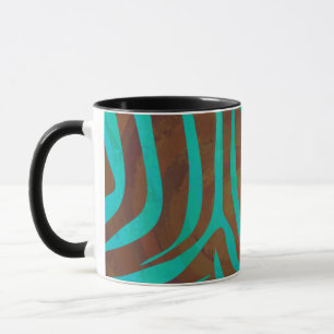 Tasse Impression Brown et Turquoise Zebra