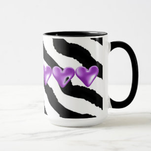 Tasse Impression fourrure de zèbre avec coeurs