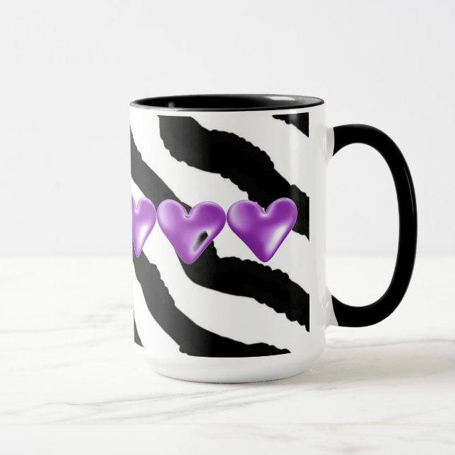Tasse Impression fourrure de zèbre avec coeurs (Droite)