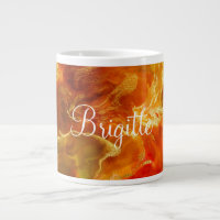 Tasse imprimée à l'encre marbrée rouge, orange, or
