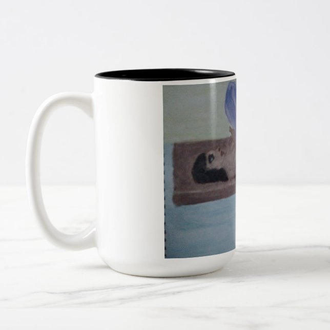 Tasse in Holzmalerei (Links)