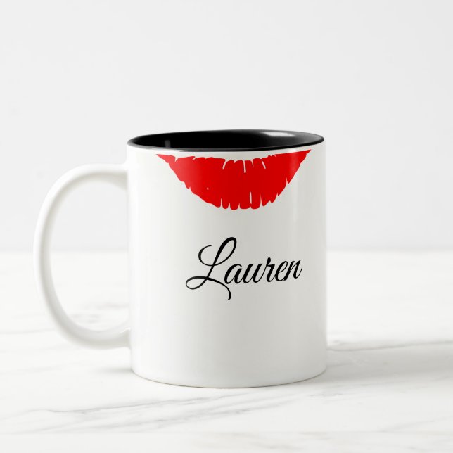 Tasse-Individuelle Name/Lippen Zweifarbige Tasse (Links)